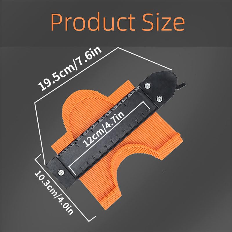 VortecSys Contour Gauge Tool (5 Inch-Orange) with Lock Irregular Shape Duplicator, Birthday Gifts for Men Dad, Cool Gadgets for Men, Outline Edge Angle Measuring Tool for Woodworking Flooring - Image 2
